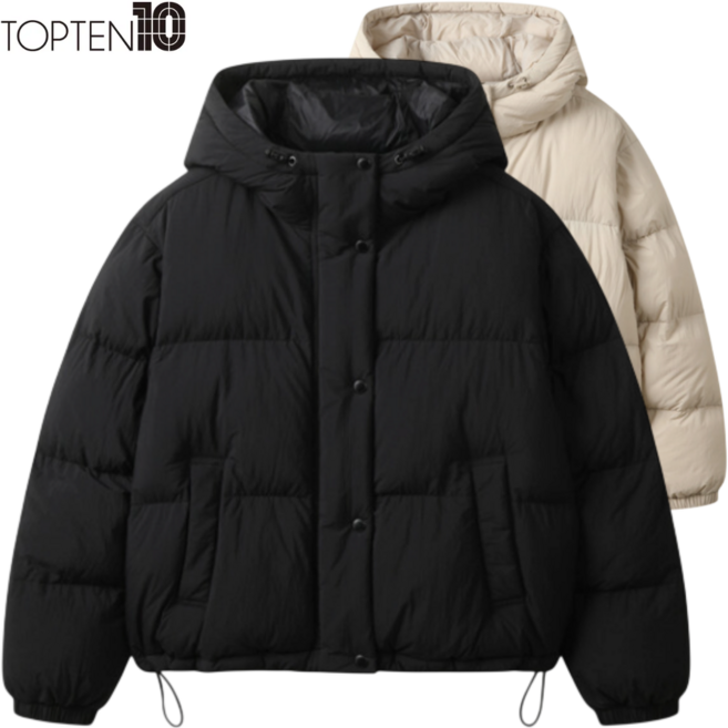 [매장발송] 탑텐 여성 패딩 밸런스 에어테크 볼륨 후드 오버핏 점퍼 데일리 동절기 겨울 자켓