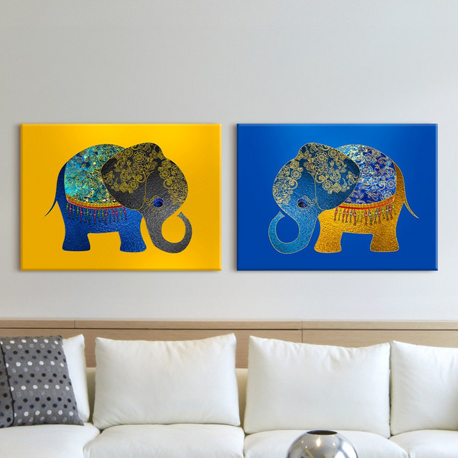 [인메이블] [1+1] 복들어오는 코끼리 그림 액자 신혼부부 인테리어 소품 거실 침실 풍수 집들이선물, 07.SET-재물복