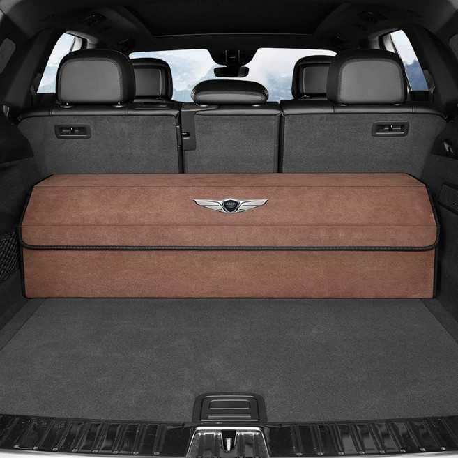 트렁크정리함 G80 GV70 GV80 G70 쿠페 대형 수납함, 스웨이드-갈색