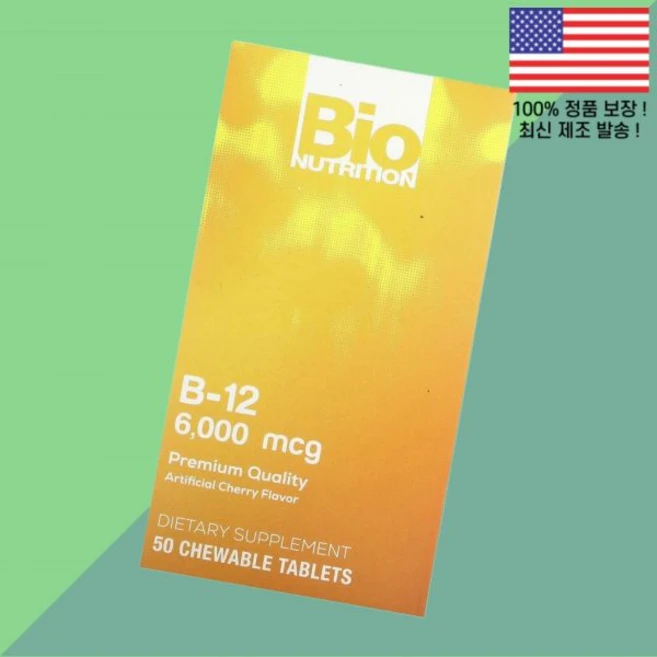 바이오 뉴트리션 비타민 B12 비타민비12 비타민B군 체리 6000mcg 츄어블정 50정 Bio Nutrition Vitamin B 12 Cherry 50 Chewable Ta, 1개 - 쿠팡