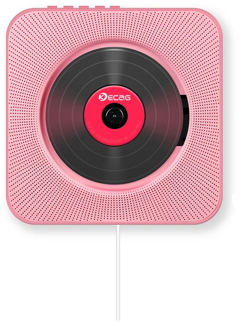 벽걸이 CD DVD플레이어 USB 블루투스 FM라디오 스탠드 겸용, 핑크