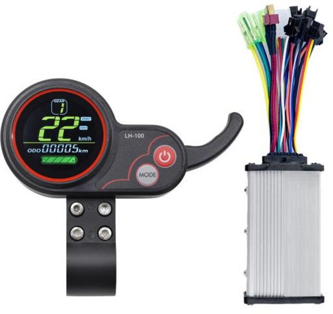 LH100 LCD 디스플레이 스로틀 계량기 + 36V 350W 사인파 컨트롤러 전기 스쿠터 Ebike 속도계 (6 핀), 기본, 1개