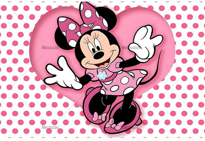 생일 축하 미키 미니 배경 핑크 반짝이 활 장식 샤워 파티 사진 배너 소품, 1개, 13. JK0354 / E. Vinyl-- 220...