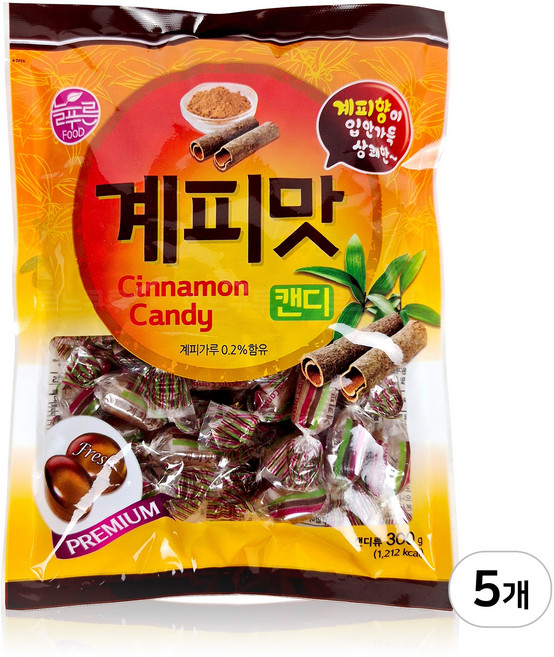 늘푸른식품 계피맛캔디 300g (무료배송), 5개