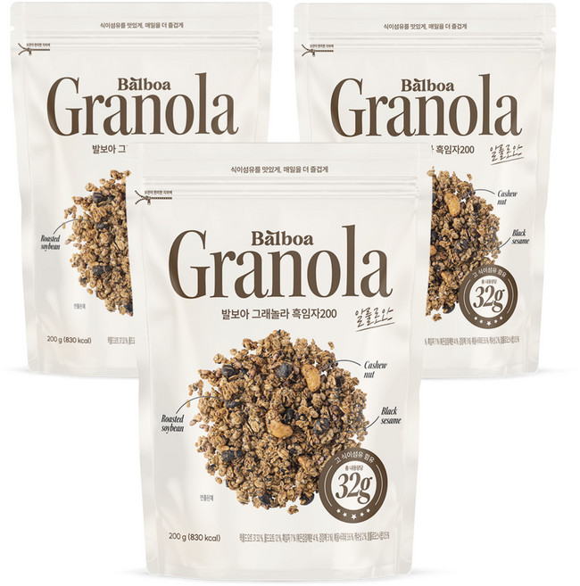 발보아 그래놀라200 흑임자, 3개, 200g