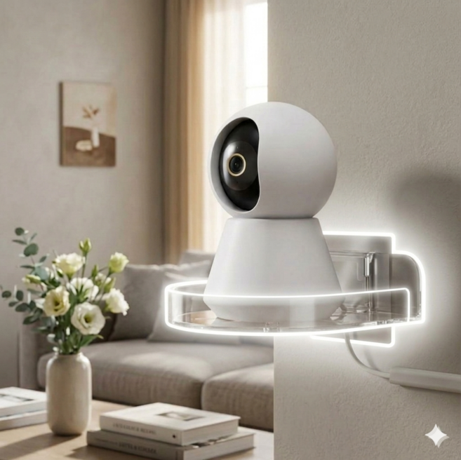 모노리 강력고정 과열방지 무타공 홈캠 거치대 카메라 cctv 받침대, 1개, 투명