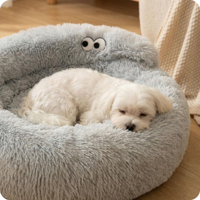 다있어유 혼자 있는 아이를 위한 선물 엄마품속 프리미엄 둥지 도넛 고양이 강아지 방석, 1개, 구름 그레이 (회색)