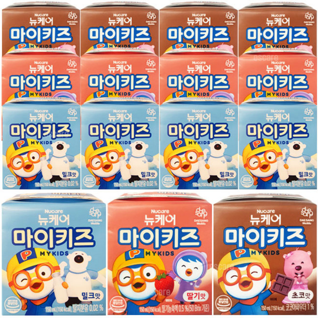 대상웰라이프 뉴케어 마이키즈 (밀크맛+딸기맛+초코맛) 150mL 15팩 어린이 영양균형 음료, 15개