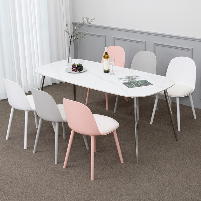 헤이즈 세라믹 1800X850 타원형 조이 6인 식탁 세트, 블루