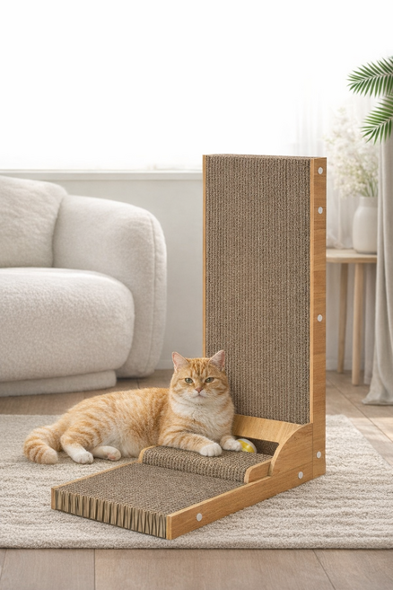 앤틱스 수직 벽면형 고양이 스크래쳐, 1개, 우드 브라운