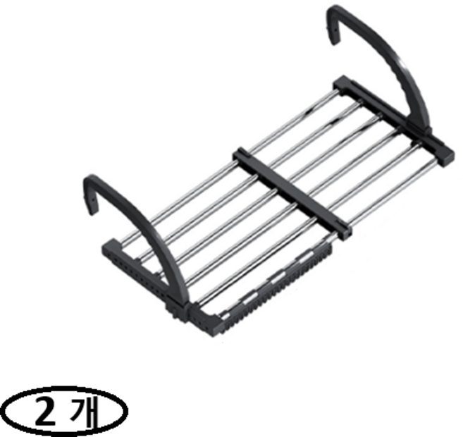 리빙백 베란다 창틀 미니 건조대 사각 그레이 대, 2개, 블랙(확장42~72cm)