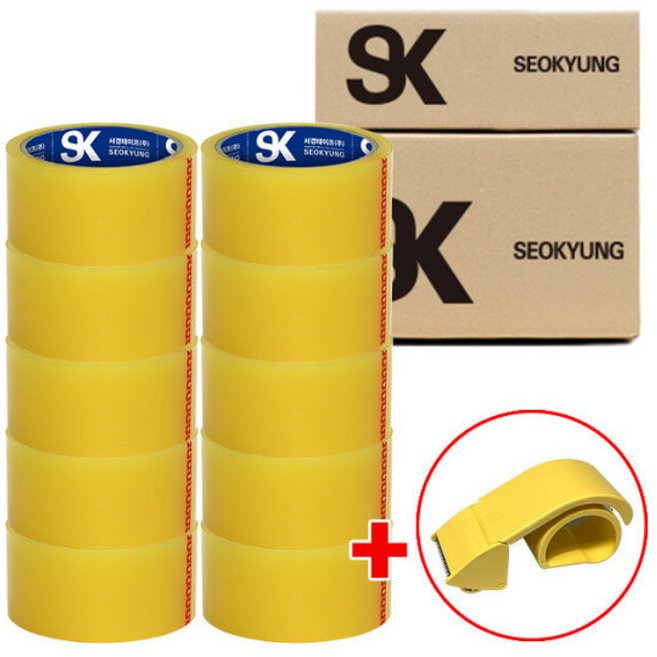 일반 포장용 테이프 (40M -입) V40 투명 +커터기, 10개