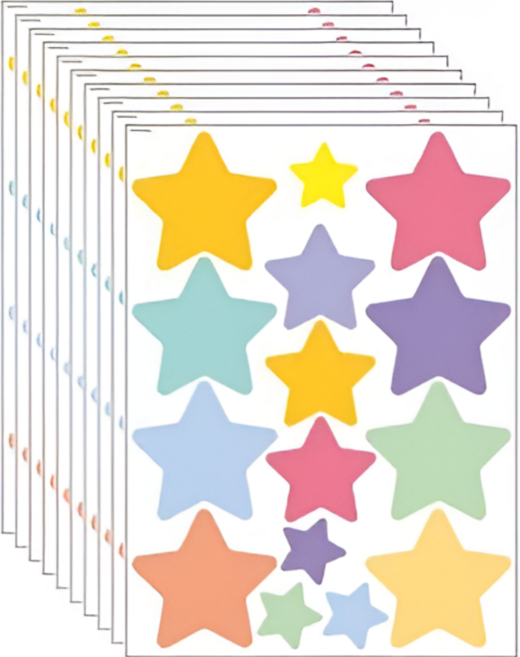 6종 벽 꾸미기 스티커 별 하트 물방울 스타, 1세트, S2314 별 150pcs