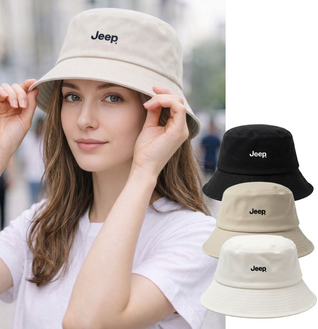 Jeep 지프 남녀공용 자수 버킷햇 벙거지 모자