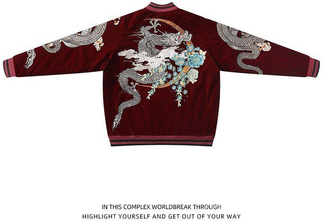 스카잔 요코스카 드래곤 벗꽃 야구점퍼 봉황 용 라이더 일본풍 잠바 자수