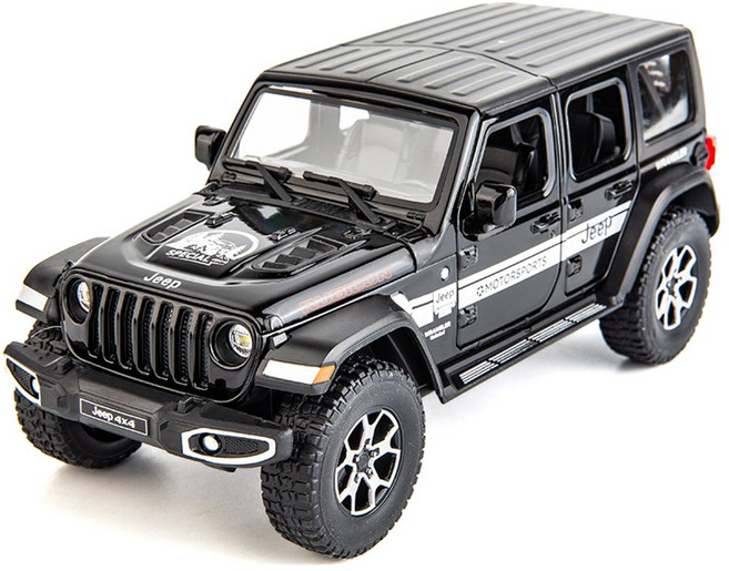 다이캐스트 금속 1:22 지프 랭글러 루비콘 합금 풀백 자동차 모형, 1개, 블랙