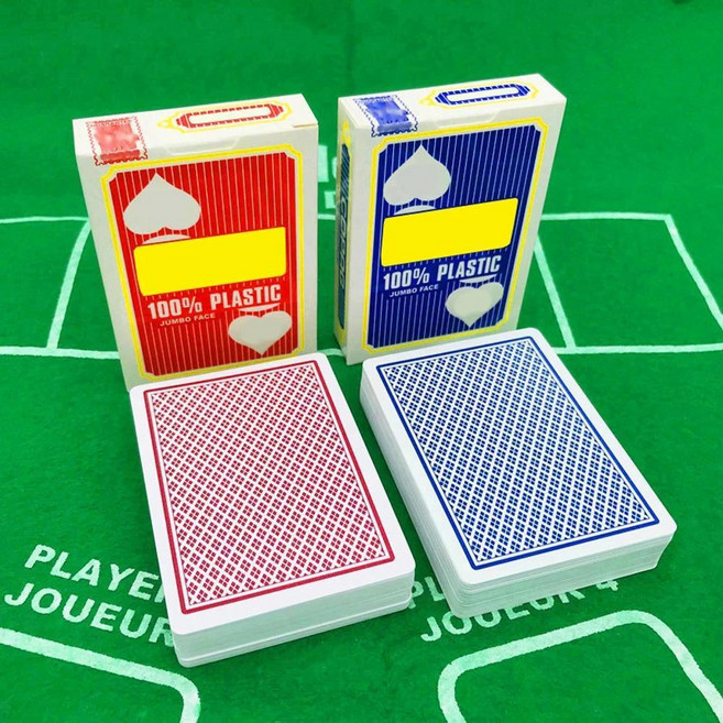 급 텍사스 홀덤 스무스 포커 바카라 브리지 프로스팅 방수 플레잉 카드 클럽 보드 게임, 1개, 색상: 3. 1Red 1Blue