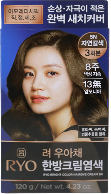 려 우아채 한방 크림 염색약 자연갈색 5N 1개, 1