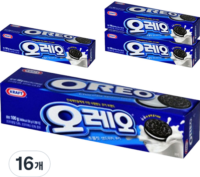 오레오 초콜릿 샌드위치 쿠키 화이트크림, 100g, 16개