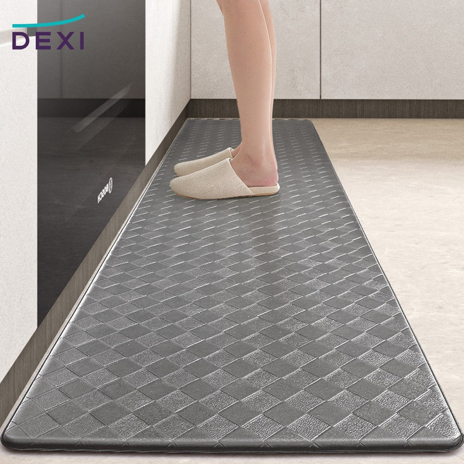 DEXI 1개 쿠션 싱크대 방수 PVC 주방매트 특대형 방수 충격 그레이 주방매트, Gray