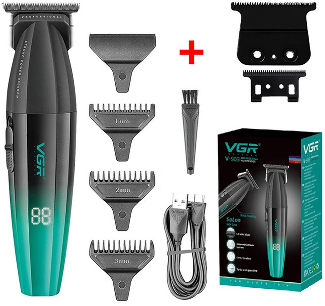 VGR 0mm 제로 금속 전기 머리 수염 트리머 남성용 바디 페이스 클리퍼 헤어 커팅 충전식, With box 2, 1개