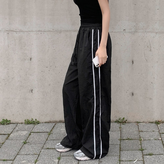 7APRIL 여성용 바스락 트랙 와이드 밴딩 팬츠 투웨이