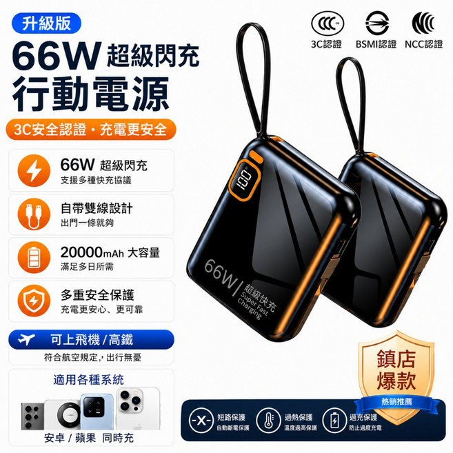 防爆電芯 固態防爆電池【可上飛機 3CCC認證 74wh標識】當天寄出 兩年保固 20000mAh 行動電源 PD快充, 幻影黑, N/A