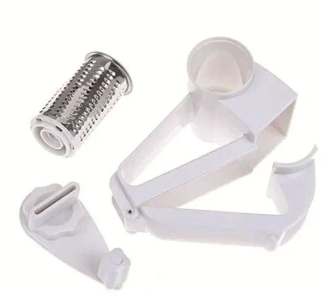 수동식 치즈 강판 파스타/피자/샐러드용 블레이드 3개가 있는 스테인레스 스틸 회전 분쇄기 - 다기능 주방, 02 1pcs white