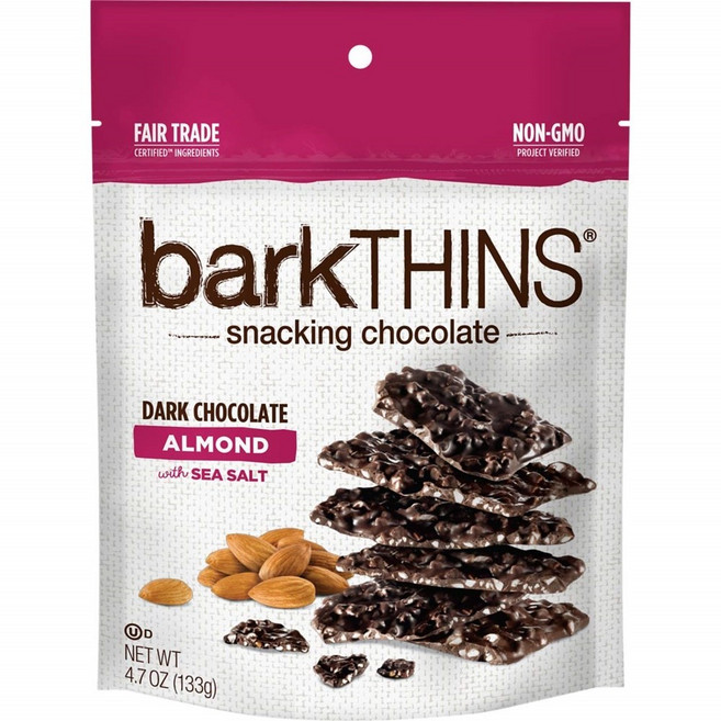 barkTHINS 바크씬 다크 초콜릿 씨솔트 아몬드 4.7 oz(133g) 6팩, 133g