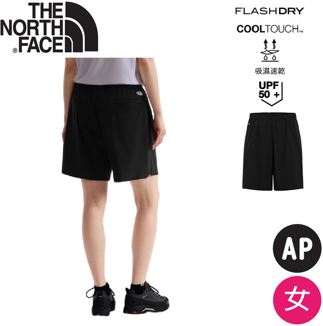 The North Face 女 FLASHDRY 速乾寬鬆短褲 AP 黑色 防曬 涼感