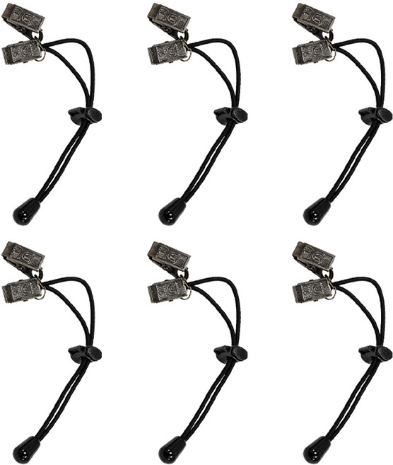 바로상점 바지 밑단 기장 조절 스트랩 2단 집게, 6개, 블랙