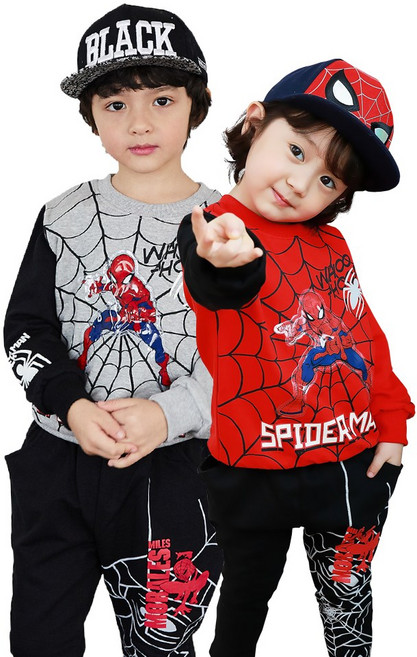 긴팔 마블정품 스파이더맨 불빛 상하복 바지 세트 히어로