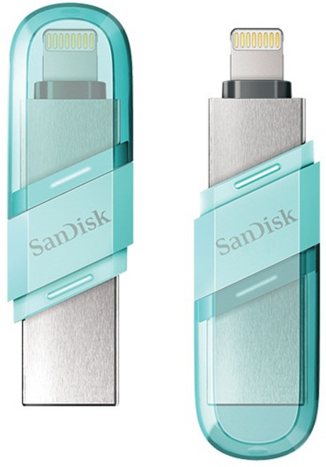 SANDISK iXpand 翻轉 OTG 隨身碟 薄荷綠 iPhone iPad 適用, 128GB, 1個