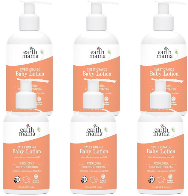 어스마마 베이비 로션 스위트 오렌지 시어 버터 칼렌듈라 & 알로에 240ml, 6개