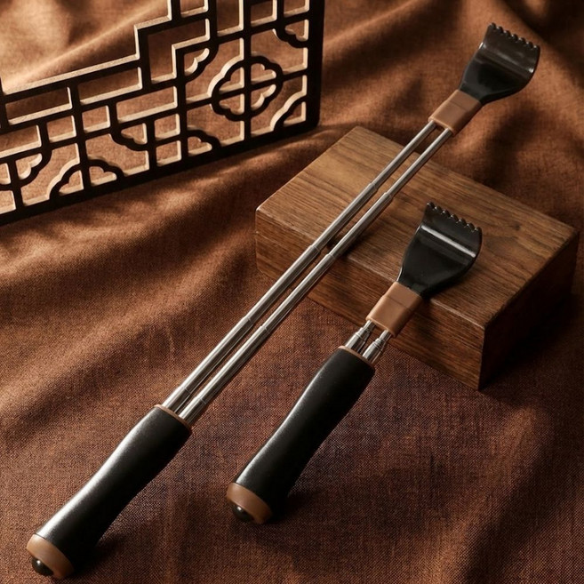 생활해랑 스텐 등긁개 효자손 길이 조절용, 1개, 블랙