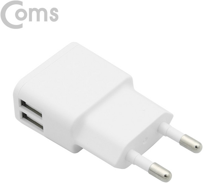 ACSR2171 가정용 충전기 5V 2A 2Port 화이트 (케이블 미포함), 1개