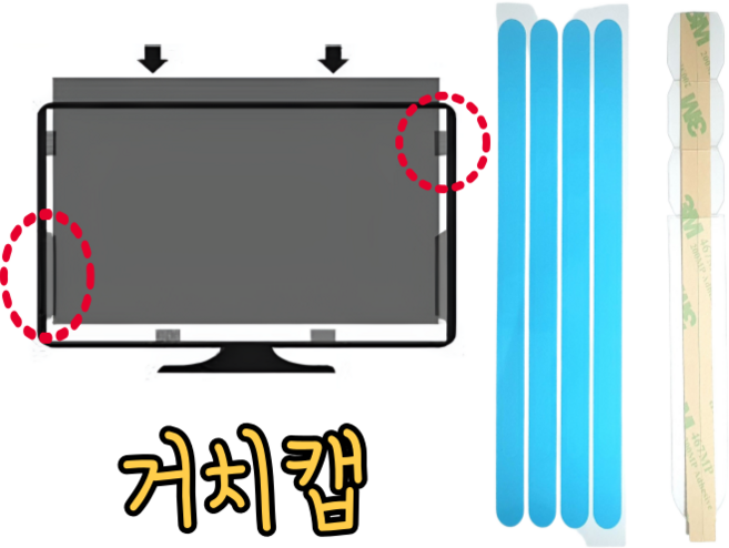 필름스테이션 보안필름 거치캡 양면스티커 구성품세트, 2세트, 투명