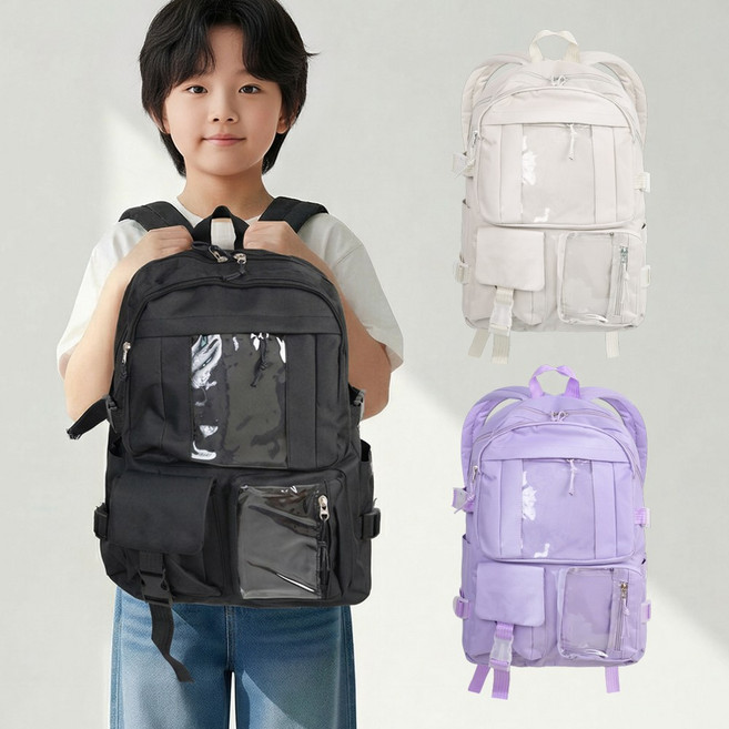 알앤엘 주니어 남여공용 빅포켓 멀티수납 베이직 백팩