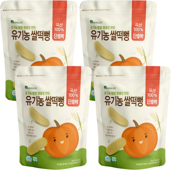 리뉴얼라이프 유기농 쌀떡뻥 단호박, 4개, 30g
