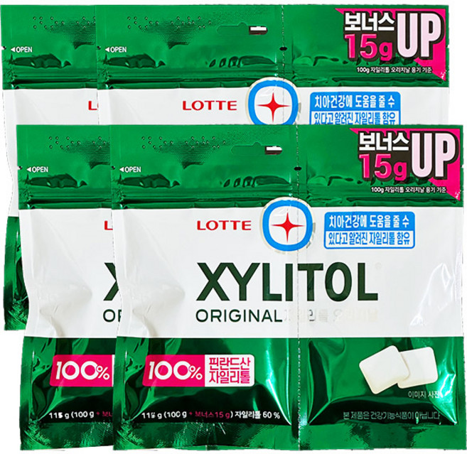 롯데자일리톨 오리지날 리필, 112g, 4개