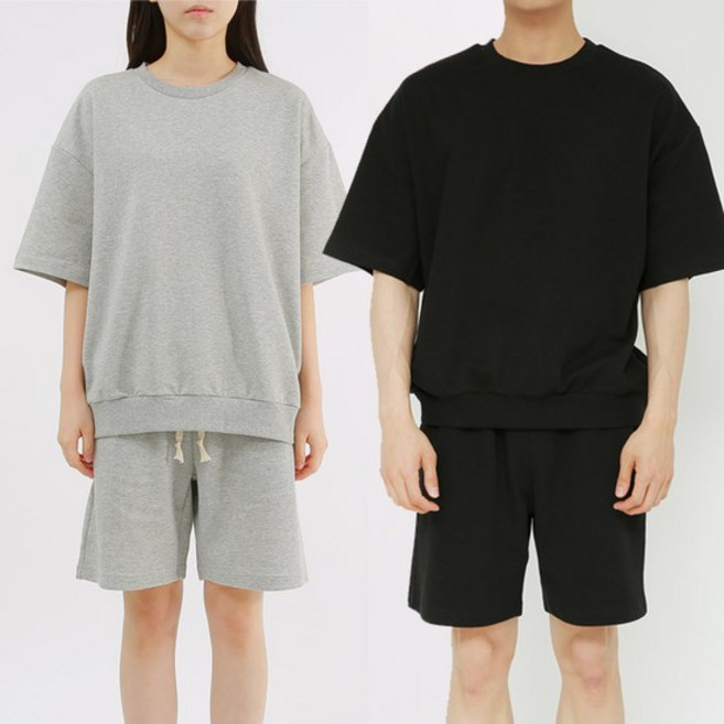 폴앤폴 데일리 무지 오버핏 반팔 맨투맨 남여공용 6컬러