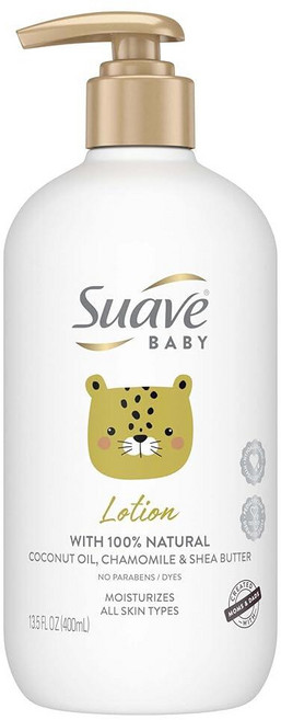 Suave 베이비 컬 샴푸 곱슬머리 코일리 헤어용 100% 천연 코코넛 오일 카모마일 및 시어 버터 함유 파라벤 없음 향료 염료 382.7g(13.5온스), Suave 모든 피부 타입용 베이비 로션, 100% 천, 382.7g
