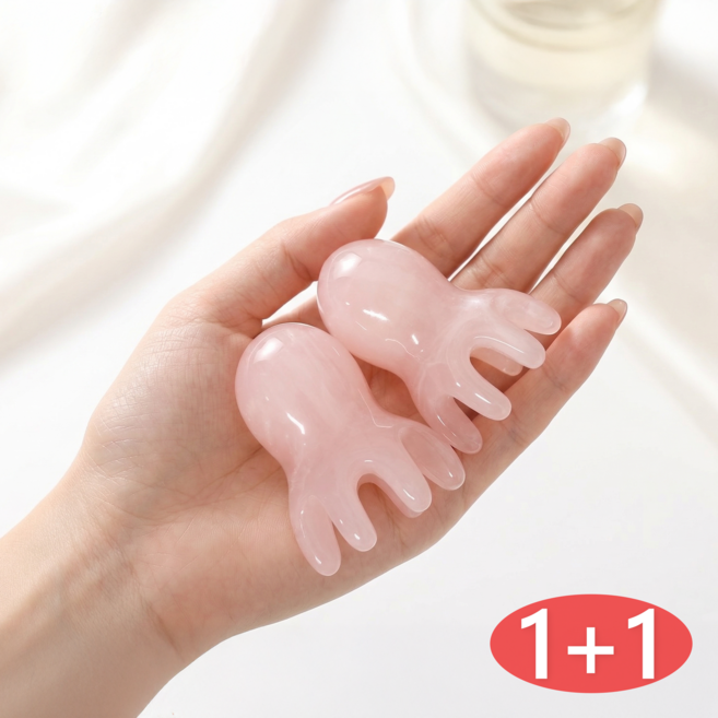 하숨 문어 괄사 두피 마사지기, 핑크, 2개