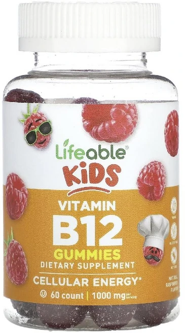 라이퍼블 비타민B12 어린이 1000mcg Vitamin 키즈 라즈베리맛 젤리 60정 - 쿠팡