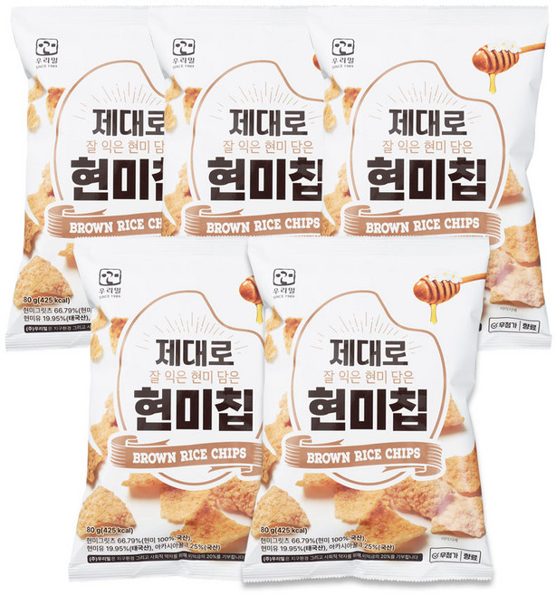 우리밀 제대로 현미칩, 5개, 80g
