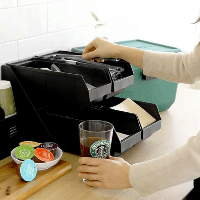 4단 빨대보관 커피디스펜서 매장용 주방 정리함