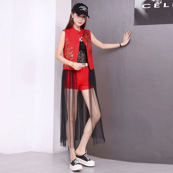 스팽글 무대의상 반짝이 난타 조끼 S 40 47.5kg