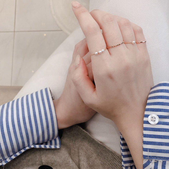 수리39링 트리플 진주 레이어드 실반지세트 4pcs 반지