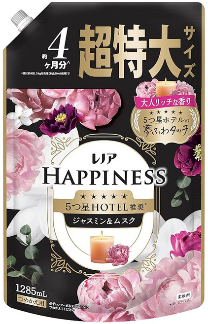 레노아 해피니스 5성급 호텔의 꿈 푹신한 터치 유연 자스민&무스크향 리필 1285mL