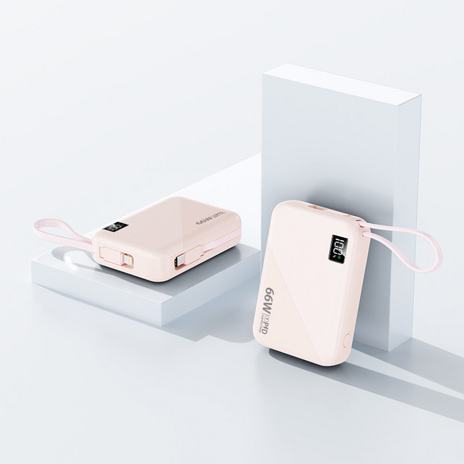 20000mah 대용량 보조배터리 66W 고속충전 강력 흡착 맥세이프보조배터리 항공표준, 핑크색